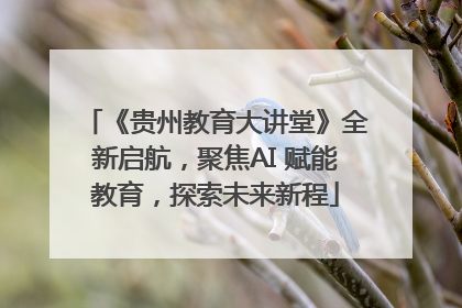 《贵州教育大讲堂》全新启航，聚焦AI 赋能教育，探索未来新程