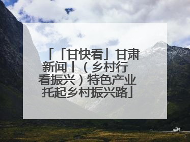 「甘快看」甘肃新闻丨（乡村行 看振兴）特色产业托起乡村振兴路