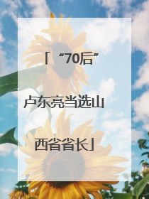 “70后”卢东亮当选山西省省长