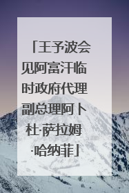 王予波会见阿富汗临时政府代理副总理阿卜杜·萨拉姆·哈纳菲