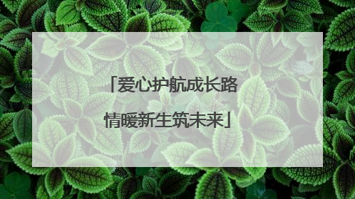 爱心护航成长路 情暖新生筑未来