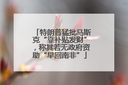 特朗普猛批马斯克“靠补贴发财”，称其若无政府资助“早回南非”