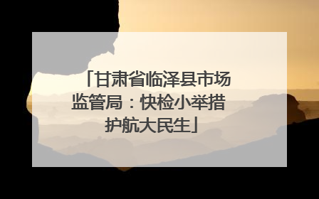 甘肃省临泽县市场监管局：快检小举措 护航大民生