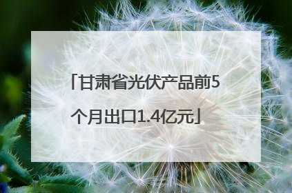甘肃省光伏产品前5个月出口1.4亿元