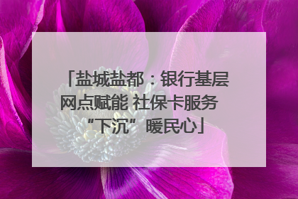 盐城盐都：银行基层网点赋能 社保卡服务 “下沉”暖民心