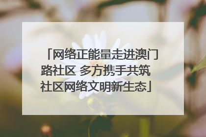 网络正能量走进澳门路社区 多方携手共筑社区网络文明新生态