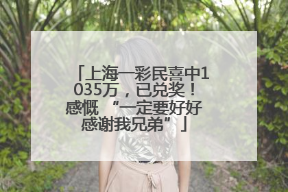上海一彩民喜中1035万，已兑奖！感慨 “一定要好好感谢我兄弟”