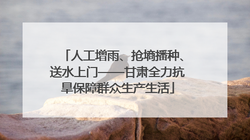 人工增雨、抢墒播种、送水上门——甘肃全力抗旱保障群众生产生活
