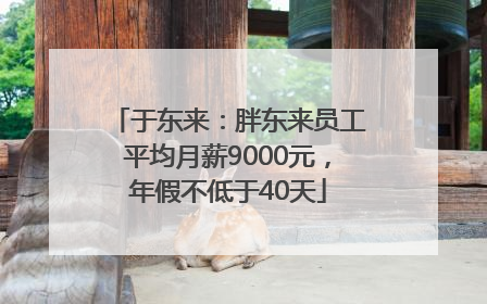 于东来：胖东来员工平均月薪9000元，年假不低于40天