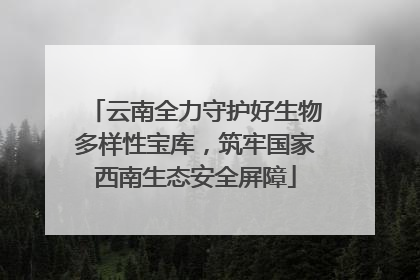云南全力守护好生物多样性宝库，筑牢国家西南生态安全屏障