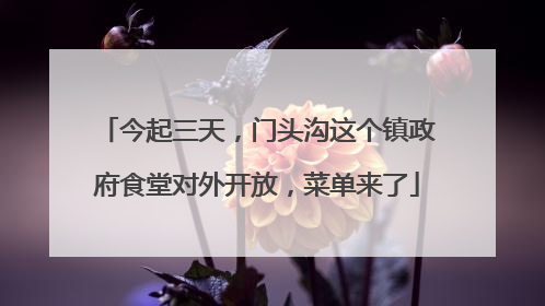 今起三天，门头沟这个镇政府食堂对外开放，菜单来了