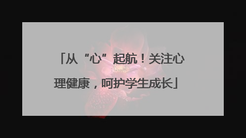 从“心”起航！关注心理健康，呵护学生成长