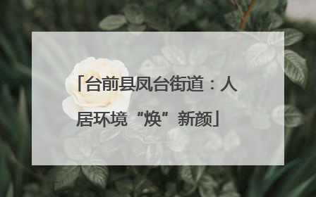台前县凤台街道：人居环境“焕”新颜