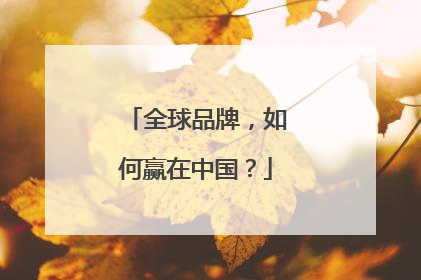 全球品牌，如何赢在中国？