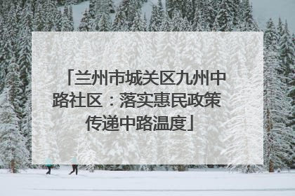 兰州市城关区九州中路社区：落实惠民政策 传递中路温度