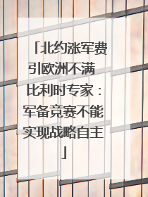 北约涨军费引欧洲不满 比利时专家：军备竞赛不能实现战略自主