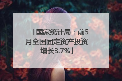 国家统计局：前5月全国固定资产投资增长3.7%
