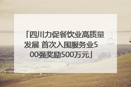 四川力促餐饮业高质量发展 首次入围服务业500强奖励500万元