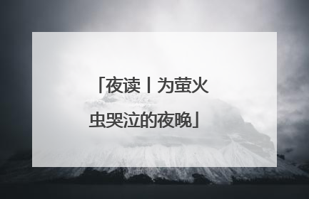 夜读丨为萤火虫哭泣的夜晚
