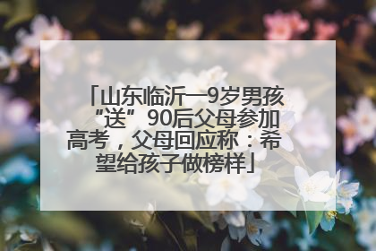 山东临沂一9岁男孩“送”90后父母参加高考，父母回应称：希望给孩子做榜样