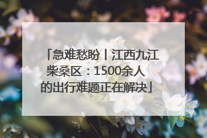急难愁盼丨江西九江柴桑区：1500余人的出行难题正在解决