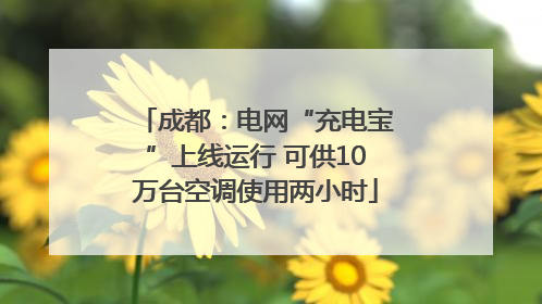 成都：电网“充电宝”上线运行 可供10万台空调使用两小时