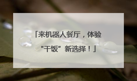 来机器人餐厅，体验“干饭”新选择！