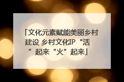 文化元素赋能美丽乡村建设 乡村文化IP“活”起来“火”起来