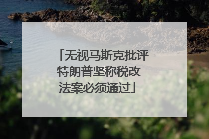 无视马斯克批评 特朗普坚称税改法案必须通过