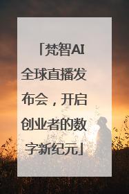 梵智AI全球直播发布会，开启创业者的数字新纪元