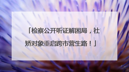 检察公开听证解困局，社矫对象重启跨市营生路！