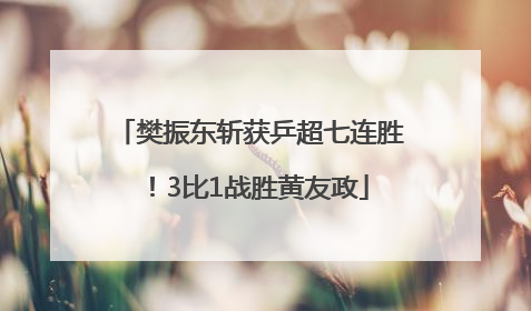 樊振东斩获乒超七连胜！3比1战胜黄友政