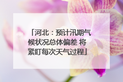 河北：预计汛期气候状况总体偏差 将紧盯每次天气过程