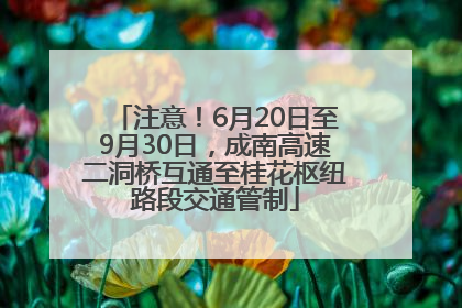 注意！6月20日至9月30日，成南高速二洞桥互通至桂花枢纽路段交通管制