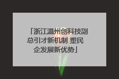 浙江温州创科技副总引才新机制 塑民企发展新优势