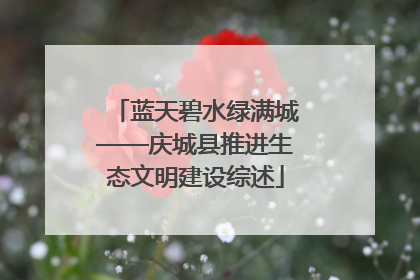 蓝天碧水绿满城——庆城县推进生态文明建设综述