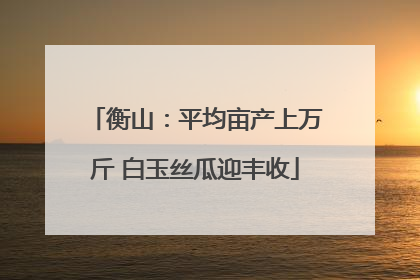 衡山：平均亩产上万斤 白玉丝瓜迎丰收