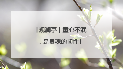 观澜亭｜童心不泯，是灵魂的韧性