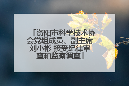 资阳市科学技术协会党组成员、副主席刘小彬 接受纪律审查和监察调查