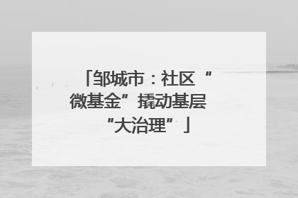 邹城市：社区“微基金”撬动基层“大治理”