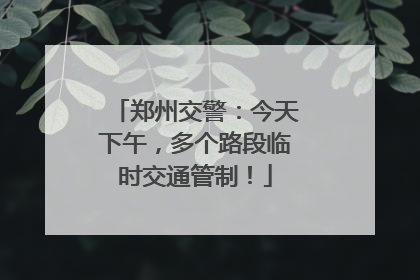 郑州交警：今天下午，多个路段临时交通管制！