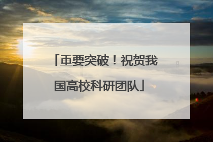 重要突破！祝贺我国高校科研团队