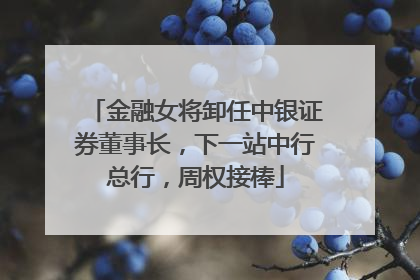 金融女将卸任中银证券董事长，下一站中行总行，周权接棒