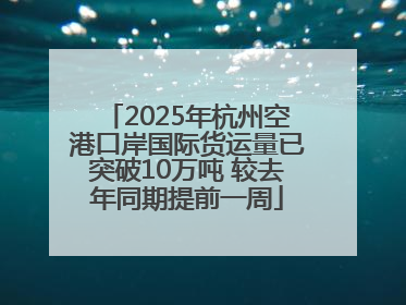2025年杭州空港口岸国际货运量已突破10万吨 较去年同期提前一周