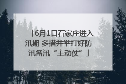 6月1日石家庄进入汛期 多措并举打好防汛备汛“主动仗”