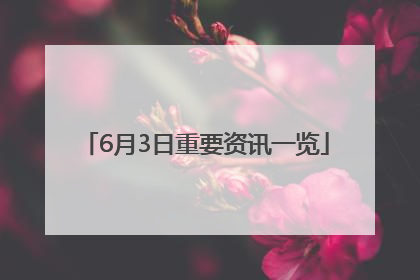 6月3日重要资讯一览