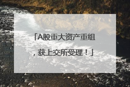 A股重大资产重组，获上交所受理！